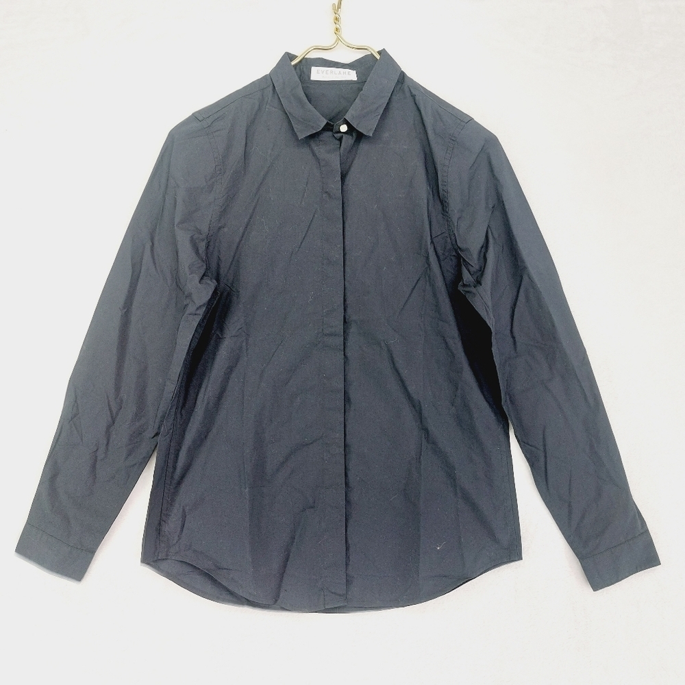 NEW Everlane Women's Black Cotton Button Down Long Sleeve Shirt P5306